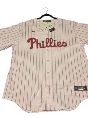 Nike Bryce Harper Phillies Pinstripe Baseball Jersey - White & Red NWT